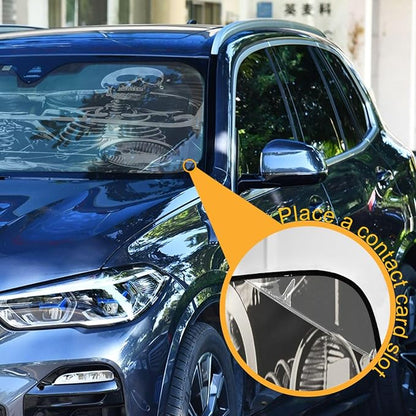 Funny Skeletons Windshield Sun Shade for Car Auto SUV Truck Foldable Front Window Sunshade Sun Visor Protector Block UV Rays Reflect Heat, 55" x 28"