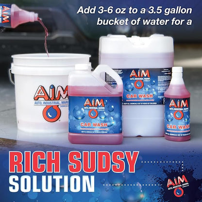 AIM Chemicals Car Wash - High Foam Formula Car Shampoo, Professional Car Wash Shampoo Compatible with Ceramic Coatings - Ideal for Foam Guns - Streak-Free Finish for Detailing - 1 Gal
