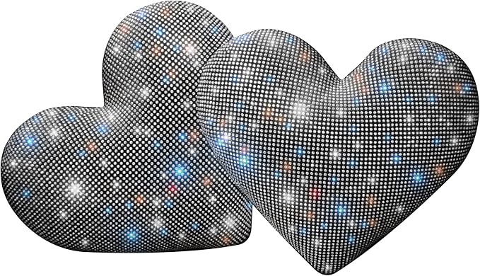 Bling Bling Car Seat Pillows – Sparkly Rhinestone Headrest Neck Support Pillow for Women, Girls, and Ladies – Shiny Diamond Interior Accessories for Travel and Comfort White 2 Pieces