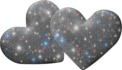 Bling Bling Car Seat Pillows – Sparkly Rhinestone Headrest Neck Support Pillow for Women, Girls, and Ladies – Shiny Diamond Interior Accessories for Travel and Comfort White 2 Pieces