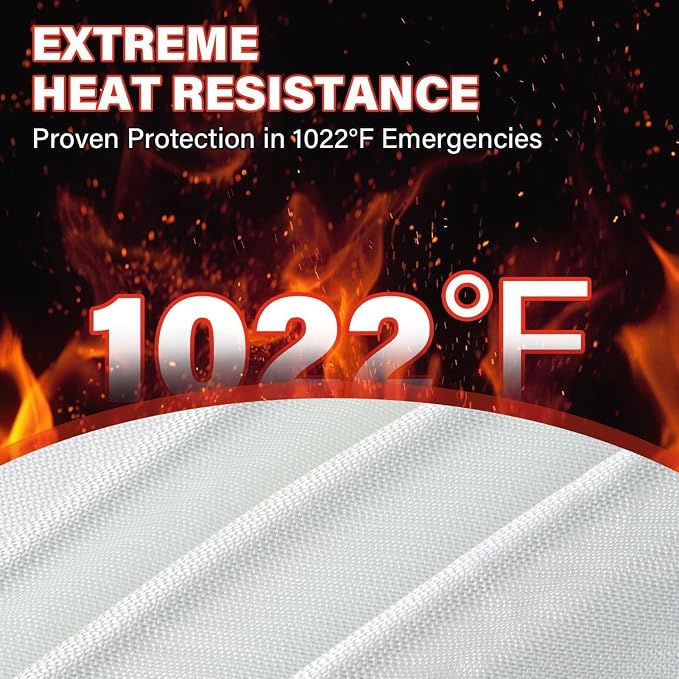 Fires Blankets for Cars 19.6’ x 13.1’EV Thermal Runaway Cover with 2 Pairs Adhesive‑Coated Gloves Storage Bag Quick Deployment for Engine Fires & Accidents