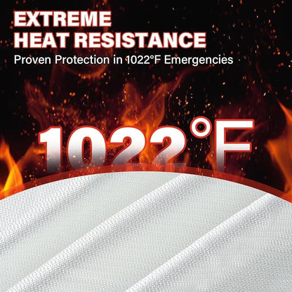 Fires Blankets for Cars 19.6’ x 13.1’EV Thermal Runaway Cover with 2 Pairs Adhesive‑Coated Gloves Storage Bag Quick Deployment for Engine Fires & Accidents