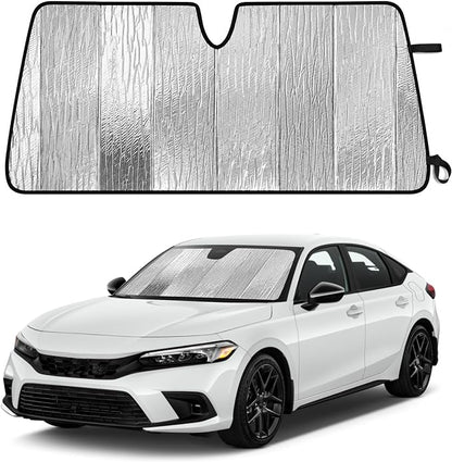 EcoNour Accordion Foldable Windshield Sun Shade Fit for Honda Civic 2022-2024 2025 2026 Sunshade, Front Car Window Shades Sun Visor, Blocks UV Rays & Heat, Car Accessories