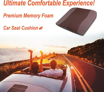Lofty Aim Car Seat Cushion, Comfort Memory Foam Car Cushions for Driving - Sciatica & Lower Back Pain Relief, Driver Seat Pillow for Auto, Office Chair, Wheelchair - 4D Mesh Brown