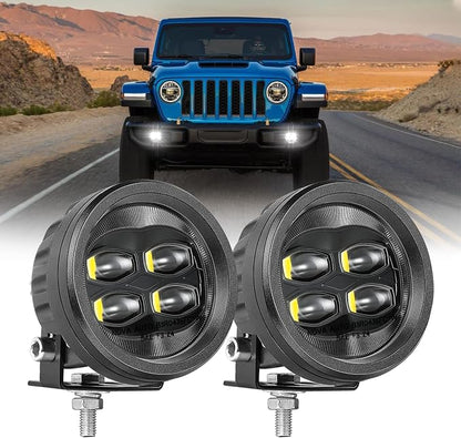 SAE LED Fog Lights, ACEC SHOP 2PCS 80W 3.5 Inch Round LED Pods DOT Approved Street Legal Pod Lights Off Road Driving Fog Light Bars for Trucks Pickup Wrangler JK Tacoma Tundra SUV UTV ATV Motorcycle