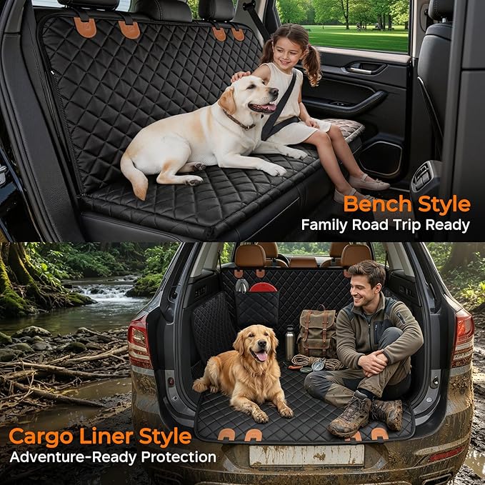 URPOWER Dog Car Seat Cover for Pets 100% Waterproof Seat Cover Hammock 600D Heavy Duty Scratch Proof Nonslip Durable Soft Back Seat Covers for Cars and SUVs