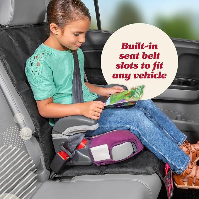 Lusso Gear Car Seat Cover & Protector - 2-Pack Waterproof Non-Slip Protector - Mesh Pocket Organizer - Universal Fit for Convertible & Toddler Car Seats, Black