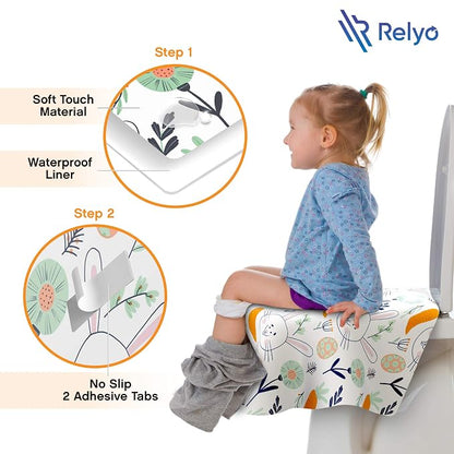 Relyo Disposable Toilet Seat Cover for Travel – 20 Pack with Covers Wrapped in Sets of 2, Non-Flushable Liners, Fits Most Seats – Kids, Toddlers, Adults (Bunny, 20)