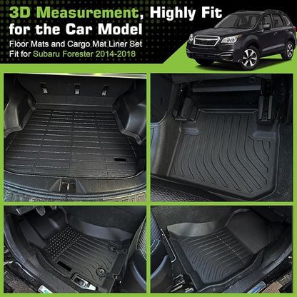 Floor Mats for Subaru Forester 2014-2018, TPE Waterproof Non-Slip All Weather Protection Custom (Floor Mats & Cargo Liner)