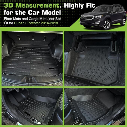 Floor Mats for Subaru Forester 2014-2018, TPE Waterproof Non-Slip All Weather Protection Custom (Floor Mats & Cargo Liner)