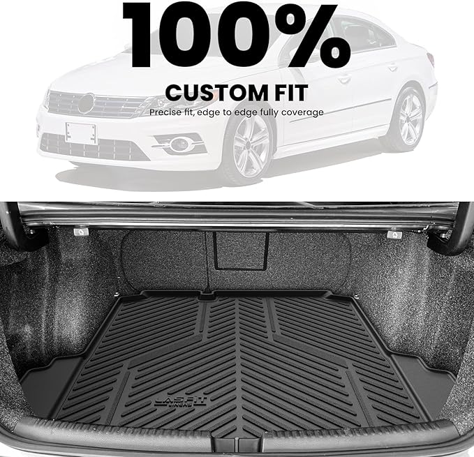 LASFIT Trunk Mat for Volkswagen Jetta 2011-2018, Custom Fit All-Weather TPE Rubber Cargo Mat for VW Jetta Accessories Trunk Liner Cargo Liner, Waterproof, Easy to Clean, Black