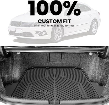 LASFIT Trunk Mat for Volkswagen Jetta 2011-2018, Custom Fit All-Weather TPE Rubber Cargo Mat for VW Jetta Accessories Trunk Liner Cargo Liner, Waterproof, Easy to Clean, Black