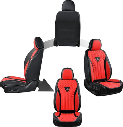 FLORICH Leather Seat Covers, Seat Covers Full Set, Car Seat Protectors 5 Seats,Automotive Seat Covers Fit for Most Cars Trucks-Black&Red