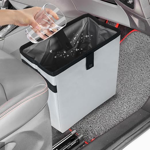 Homelove Car Trash Can, Leak-Proof Waterproof Trash Bin Collapsible Portable Auto Garbage Bag Large Capacity Trashcan Storage Bag Multipurpose Car Organizer Hanging (Light-Gray)