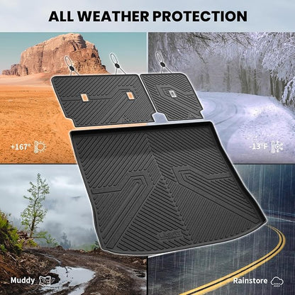 LASFIT Floor Mats&Cargo Backrest Mat for Ford Edge 2015-2024,Costom Fit All Weather Protection TPE Easy Clean Floor Liners, Keep Your Car Trunk Clean and Tidy,1pcs.