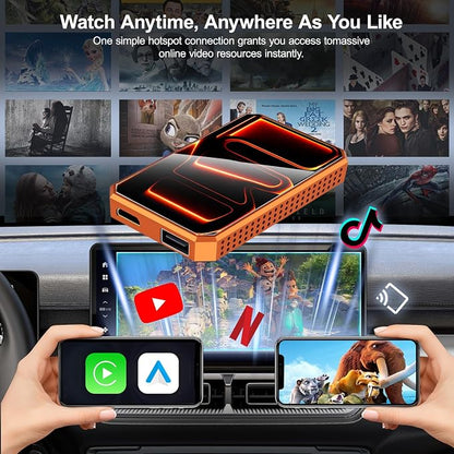 Wireless CarPlay Android Auto Adapter, Ai Magic Box with HDMI & USB Port, USB Flash Drive Playback and Screen Mirroring, Plug and Play Video Adapter for OEM Factory Wired CarPlay Vehicles