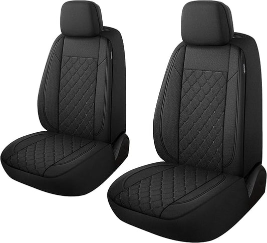 YGL Breathble Car Seat Covers Front Set,Washable Seat Covers for Cars,Premium Cloth Car Seat Protectors,Interior Covers for Cars,Sedan Van Truck SUV(Black)