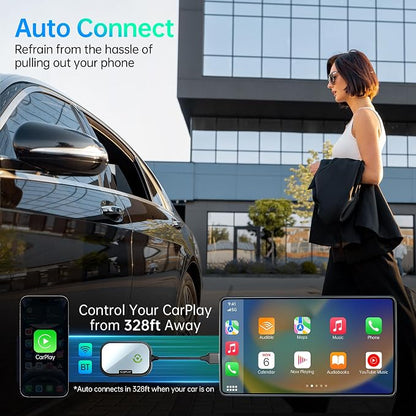 Wireless CarPlay Adapter for Apple iPhone, Converts Factory Wired CarPlay to Wireless CarPlay 2024 Upgrade Plug & Play Auto Connect Fast Easy Use for Cars from 2017 & iPhone iOS 10+ Matte Black