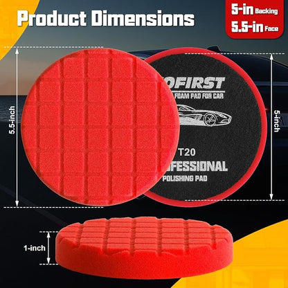 Buffing Polishing Pad, 3Pcs 5 Inch Ultralight Red Buffing Pads for Car Buffer Polisher Boat Compounding, Polishing and Waxing
