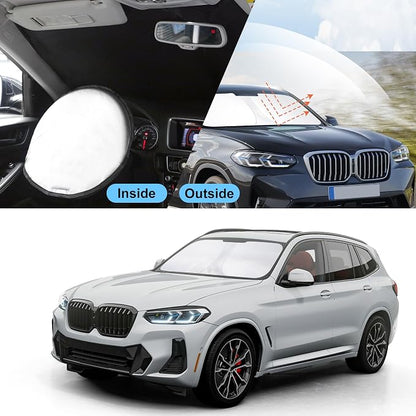 TINGLU Sun Shade for BMW X3 2018-2025 2026 Accessories Windshield Sun Shade Window Shade UV Rays Protection Sun Visor Cover with Steering Wheel Sunshade Storage Bag