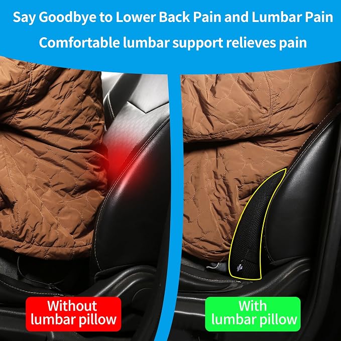2 Pack Lumbar Support Pillow,Memory Foam Back Cushion for Office Chair,Car Seat,Travel,Ergonomic Posture Corrector for Lower Back Pain Relief,Black