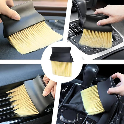 Car Interior Brush, Automotive Interior Dusting Brush, Car Interior Cleaning Brush, Bristles Detailing Brush Dusting for Car Interior, Dashboard, Air Conditioner Vents, Leather, Computer (Yellow)