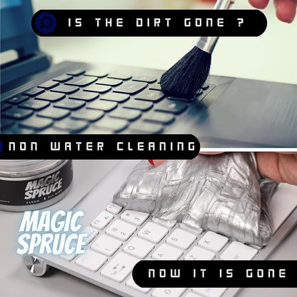 MAGIC SPRUCE Cleaning Gel for Car Interior, Universal Car Cleaning Kit With Mint Scented Luxury Silver Cleaning Gel Putty Reusable, Non-Water Keyboard Cleaner for Laptop Dust Cleaning in Containers