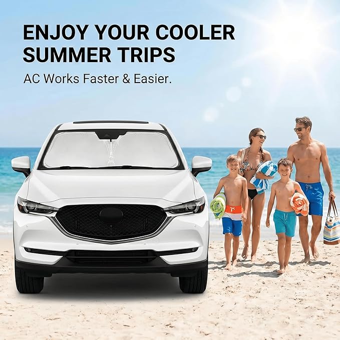 Windshield Sun Shade for Mazda CX5 CX-5 2017-2024 2025 2026 Front Window Shade Custom Fit CX5 Accessories Sport, Touring, Grand Touring,Crossover Sun Visor Foldable Shade Blocks UV Rays Accessories