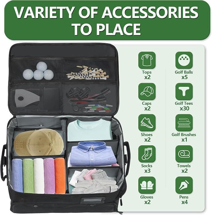 3 Layer Golf Trunk Organizer - Large Capacity Golf Trunk Organizer for 2 Pair Size 13 Shoes, Gifts for Men for Accessories, Balls, Tees, Clothes, Gloves