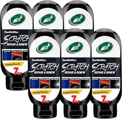 Turtle Wax Scratch Repair and Renew, Car Scratch Remover, Tackles Swirl Marks, Paint Transfer, Headlight Oxidation, Water Spot Remover for Cars, Safe for All Paint Colors, 7oz (Pack of 6)