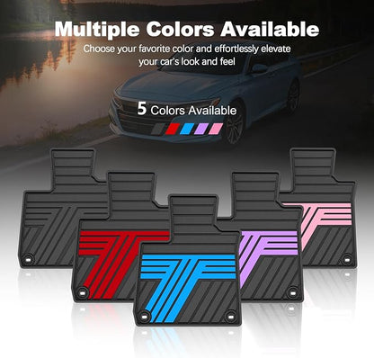 Floor Mats Fit for 10th Gen Honda Accord 2022 2021 2020 2019 2018 Sedan (Gasoline & Hybrid), All Weather Rubber Custom Fit Anti-Slip Floor Liners,1st & 2nd Row, Black & Blue