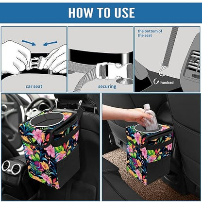 Car Trash Can – Multi-Purpose, Lightweight and Portable with Durable Water-Resistant Coating, No Installation Required, Practical and Ample Capacity, Variety of Colors.Rose Flower