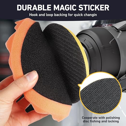 Autolock 5 Inch Buffing Polishing Pads, 7 Pcs 5'' Waffle Foam Buffing Pad, Wool Pad Kit for 5 in Backing Plate, Car Polisher Boat Compounding, Polishing and Waxing