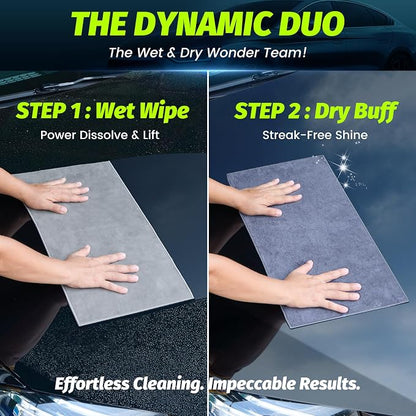 Car Drying Towel, Premium Double Sided, Suede Towel for Car, Microfiber Towels for Cars, Thick Scratch-Free Cloth for Car Body Polish, Car Detailing Supplies, Gray 12x24 Inches 1 Package