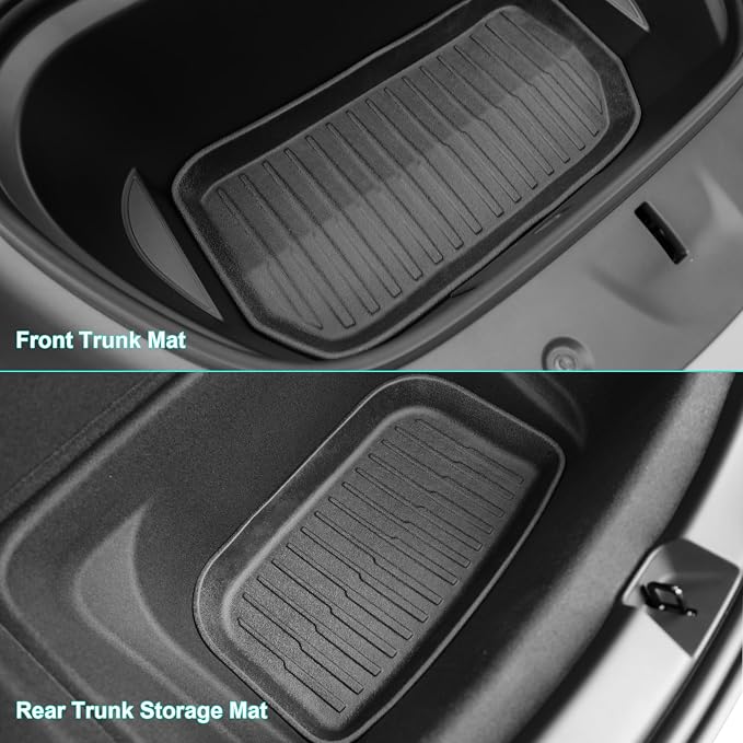 SUPER LINER Tesla Model Y Floor Mats 2021-2024 | Custom Fit All-Weather 9-Piece Set TPE Material |Full Coverage Floor Mats Back Seat Protector, Cargo Liner, Trunk & Interior Accessories