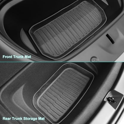 SUPER LINER Tesla Model Y Floor Mats 2021-2024 | Custom Fit All-Weather 9-Piece Set TPE Material |Full Coverage Floor Mats Back Seat Protector, Cargo Liner, Trunk & Interior Accessories