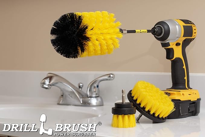Drill Brush Power Scrubber by Useful Products - Bathroom Cleaning Brush Set - Scrub Brush for Drill - Cleaning Tools for Drill - Shower Scrubber - Tile and Tub Scrubber - Drill Brush Attachment Set