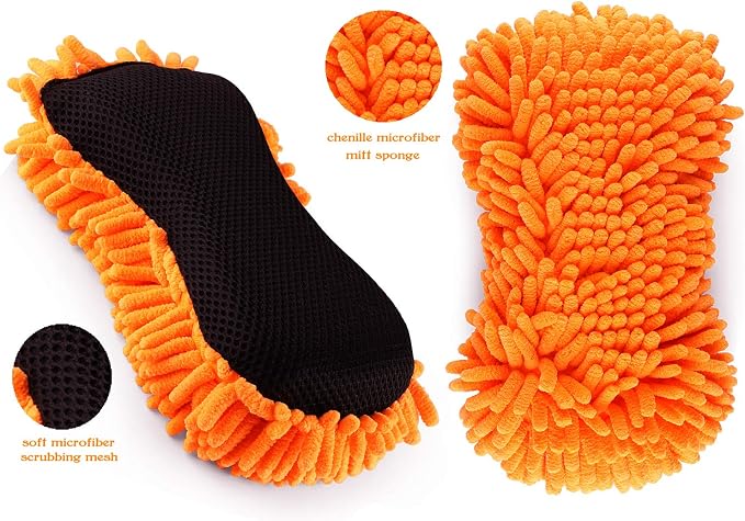 SCRUBIT Microfiber Car Wash Sponge - Non-Scratch Wash Mitt Microfibers for Cleaner Cars, Great for Everyday Cleaning - Automobile Cleaning Sponges Essential Part of Any Washing Kit - 2 Pack
