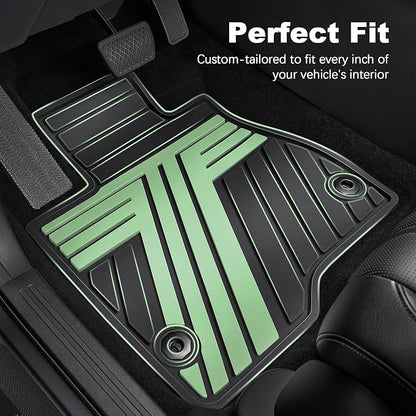 Floor Mats Fit for Honda CR-V 2026 2025 2024 2023 (Gasoline & Hybrid), All Weather Custom Fit Heavy Duty Anti-Slip Car Mats for CRV, 1st & 2nd Row Black & Green