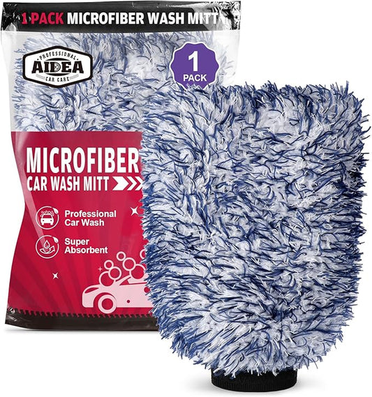 AIDEA Car Wash Mitt Microfiber, 1PK Scratch Free Lint-Free, Wheel Cleaner Mitts, Extra Plush Premium Microfiber Mitt Car Wash Brush, Regular Size 7.12''X10.14''
