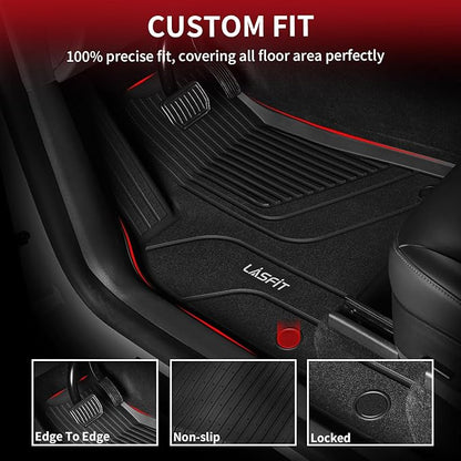 LASFIT 6PCS Floor Mats for Tesla Model Y 2025 2024 2023-2020 5 Seater (Not Fit 7 Seater, Not Fit Juniper), All Weather TPE Custom Fit Floor Liners with Full Set Car Mats & Trunk Mats Accessories