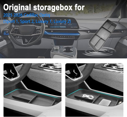 SHAOHAO 2 Pcs for 2025 2026 Cadillac Lyriq Under Console Organizer for 2023 2024 2025 2026 Cadillac Lyriq Accessories (Sport/Tech/Luxury) Lower Organizer & Cup Holder Space Expand Tray Easy Removal