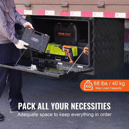VEVOR Underbody Truck Box, 36" x 24" x 24" Pickup Storage Box, Heavy Duty Aluminum Diamond Plate Tool Box with Lock and Keys, Waterproof Trailer Storage Box with T-Handle Latch for Truck, Van, Trailer