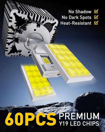 AUXITO D3S Bulbs, 30000LM 6500K Cool White, Direct Replacement D3S/D3R Light Bulbs with Cooling Fan, Plug and Play CANbus Ready No Flicker, Pack of 2