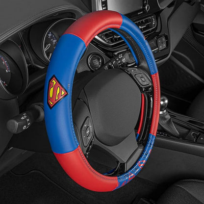 Warner Bros DC Comics Superman Car Accessories Ergonomic Grip Steering Wheel Cover - Universal Size 14.5-15.5 in Diameter, Protects and Insulates for Car, Truck, Van, SUV