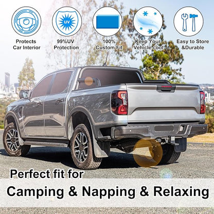 TINGLU Window Shades for Ford Ranger 2019-2024 Accessories Car Side Full Windows Rear Triangular Windshield Sun Shade Sun UV Rays & Privacy Protection for Camping 6PCS