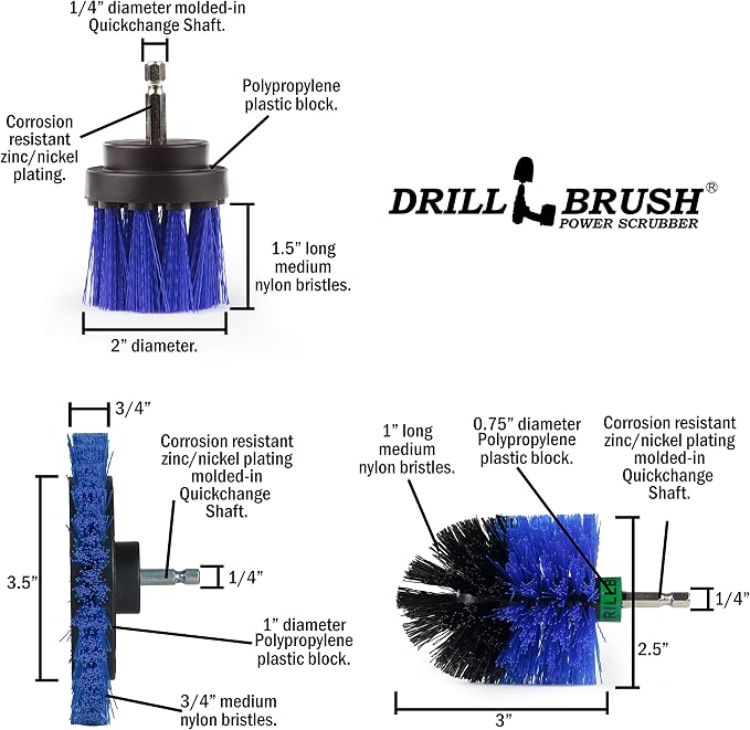 Pool Grout Cleaning Brush Kit - Professional Pool Accessories - Boat Cleaning Supplies - Boat Deck Power Scrubber Set - Tank Cleaner Tools for Home Use - Aquatic Scrubbing Brushes - Deck Scrub Brush
