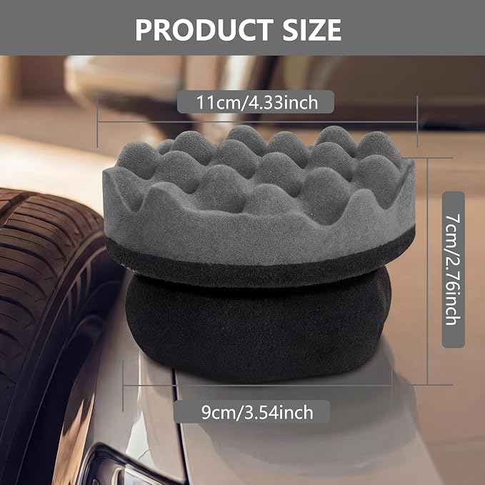 4 Pack Large Tire Shine Applicator Pad - Hex Grip Tire Applicator Sponge, Reusable Foam Sponge Tool for Car Detailing, Ideal for Applying Tire Shine & Tire Cleaner After Car Wash, Car Cleaning