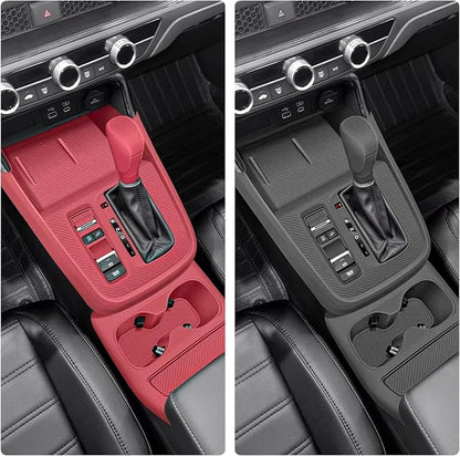Temmis Center Console Silicone Organizer with Cup Holder for Honda CRV 2023-2026, Full-Wrap Center Consel Electrostatic adsorption Cover for Honda CRV-Red