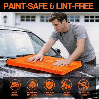 Bolant 4 Pack Twisted Loop Car Drying Towel, Microfiber Towels for Cars 24"x36", Reusable Shammy Quick Dry Cloth for Carwash, for Auto, Boat, RV, Garage & Home